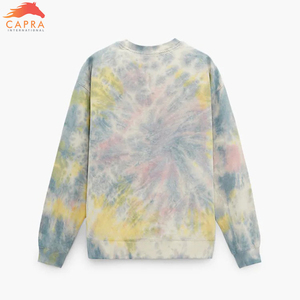 2025 nuevo fabricante de alta calidad Algodón hombros caídos hombres sudadera Tie Dye suelta acanalado adornos hombres sudadera - Product Image 2
