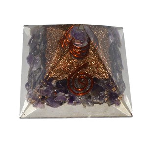 Wholesaler of Amethyst Orgone Pyramids with Amethyst Point : Amethyst Orgone Pyramids with Amethyst Point for Sale - Product Image 1
