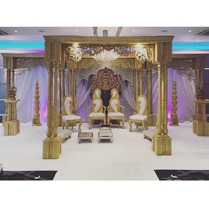 Mandap carré traditionnel pour mariage hindou, cérémonie de mariage indienne à Londres, Mandap époustouflant pour la mariée et le marié, Mandap Triveni pour mariage aux États-Unis - Product Image 1