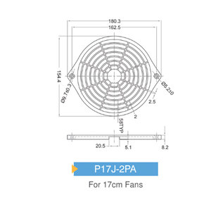 P17J-2PA ฟิลเตอร์พลาสติก STK AC สำหรับพัดลมแกน17cm - Product Image 2