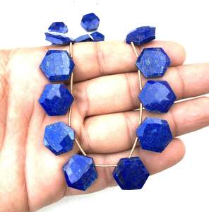 19 pièces de pierres précieuses naturelles Lapis Lazuli à facettes en forme d'hexagone pour la fabrication de bijoux à bricoler soi-même - Product Image 3