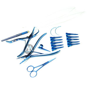 Juego de herramientas de extensión de cabello atado a mano azul de primera calidad Alicates de acero inoxidable Marca MAQNSCO Logotipo personalizado - Product Image 6