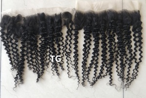 Top Grade 13x4 Kinky Curly Single Drawn Bundle Haute Qualité Vierge Raw Indien Naturel Extensions Humaines Non Transformé Transparent - Product Image 4
