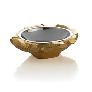 Bol de service en aluminium brut plaqué or de luxe moderne et élégant pour la décoration de la maison et l'utilisation lors de mariages et de fêtes - Product Image 2