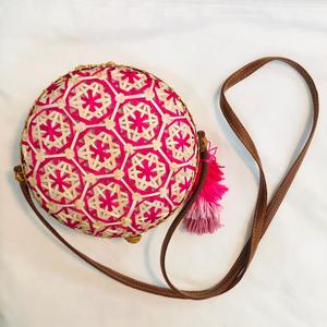 Nuevo artículo, bandolera redonda azul hecha a mano, bolso con asa de bambú para mujer, bolsos con asa de bambú - Product Image 5