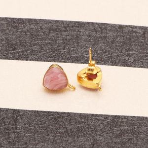 Venta al por mayor de pendientes de piedras preciosas de Rodocrosita chapados en oro, componentes de joyería de moda para mujer, joyería de latón - Product Image 3