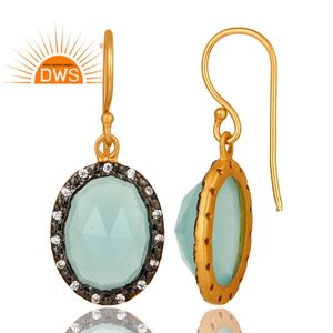 Pendientes Colgantes de Plata de Ley 925 con Calcedonia Aqua Natural y Circonitas Cúbicas para Mujer, Tendencia 2026, Fabricante de Joyería - Product Image 3