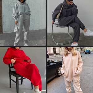 Nuevo chándal sostenible de algodón 100% para mujer, ropa deportiva cómoda de talla grande para Otoño e Invierno - Product Image 2