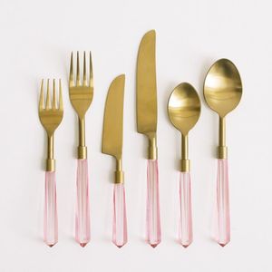 18/10 New Design Gold PVD High Quality Stainless Steel <b>Fork</b> Knife and Spoon with Clear Acrylic Handle Cutlery Set in Flatware - Product Image 2