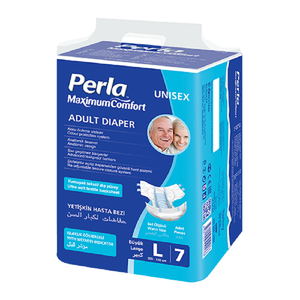 ผ้าอ้อมผู้ใหญ่ PERLA รุ่นใหม่ แพ็คมาตรฐาน ขนาดใหญ่ 7 ชิ้น ผ้าไม่ถักทอ ป้องกันการรั่วซึม ซึมซับสูง ผิวสัมผัสแห้ง ใช้ได้ทั้งชายและหญิง - Product Image 1