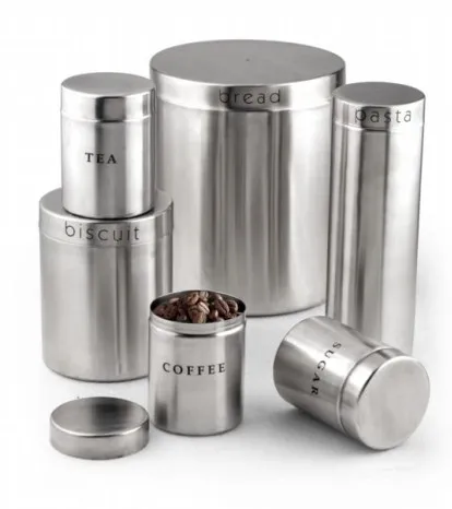 Tea Canisters Set 6 pcs Canister Set Stainless Steel Coffee Container Vacuum Airtight For Ground Or Whole Beans Stainless Steel