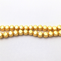 Chaîne de perles en cuivre plaqué or brossé NanPlanetSilver BF090, 6 mm, facettées, en forme de pépites