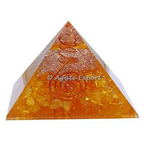 Pirámide de orgonita curativa de citrino con punto de cristal para protección Emf - Product Image 3