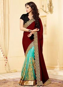 Ropa de fiesta con bordado pesado, saree de red con blusa, pieza india, venta al por mayor, surat - Product Image 2