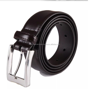 เข็มขัดหนังวัวแท้สำหรับผู้ชาย100% หนังสีดำพร้อมหัวเข็มขัดอัลลอย - Product Image 1