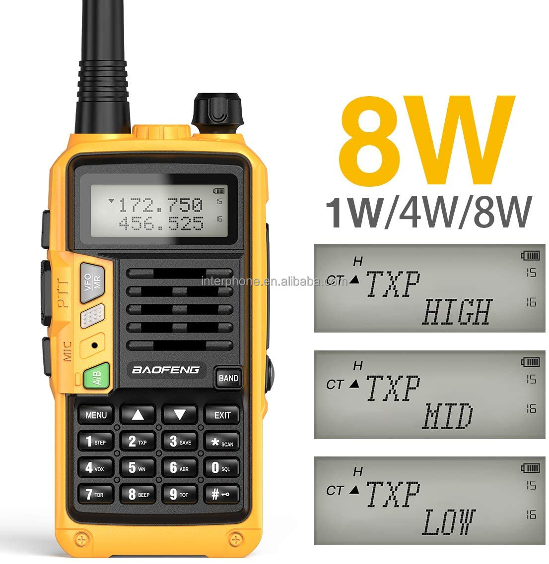 BaoFeng UV-S9 Plus 8-Watt 2200mAh Larger Battery with USB Charger Cable Rechargeable long rang VHF UHF radio