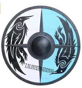 Authentic King Fine hair Viking Battle Shield Wooden 24''Blue&Black Norse Viking Assassin Raider Medieval Eivor Valhalla Shield