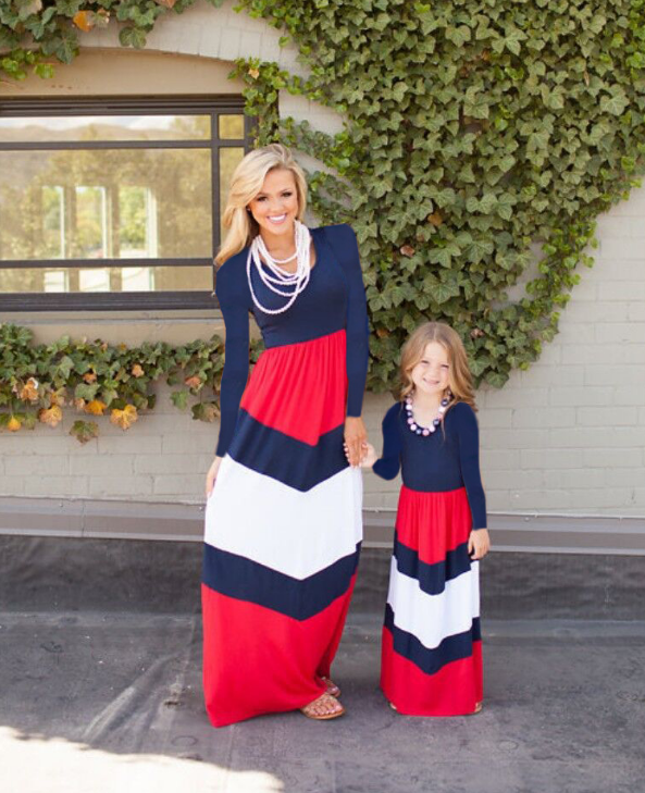 family clothes set long sleeve matching outfits for mother and daughter