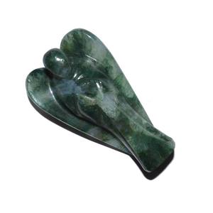 Moss Agate Angels 2 pouces Feng Shui Style Souvenir de pierres précieuses sculptées à la main pour la gravure - Product Image 1