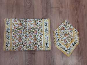 Tapis de Table et de serviette en coton indien, bloc à main de qualité supérieure, imprimé Floral, ensemble de 6 serviettes et 6 tapis, pièces - Product Image 2