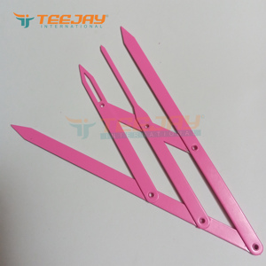 TEEJAY EBR-346 Stainless Steel Eyebrow Ruler with Golden Ratio Microblading Calipers Pink Powder Coated Customizable Logo Color - Product Image 4
