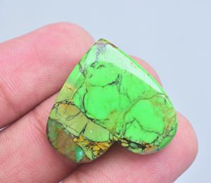 Cabochon de cuivre turquoises en forme de cœur, pierres précieuses, 1 pièce, vente en gros - Product Image 3