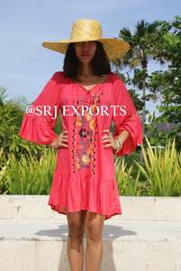 ชุดเดรสผู้หญิงสไตล์โบฮีเมียน,ชุดกระโปรงยาวปักลายดอกไม้มาเจสติกแขนกระดิ่งเสื้อผ้าอินเดีย - Product Image 6