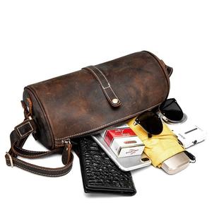 Mini sac de taille vintage unisexe en cuir véritable, nouveau sac cylindrique à fermeture éclair multicolore - Product Image 3