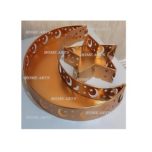 Bandeja de servicio de dátiles de Metal de calidad superior Bandeja de servicio de frutas de chocolates en forma de luna y estrella hecha a mano por Home Arts - Product Image 4