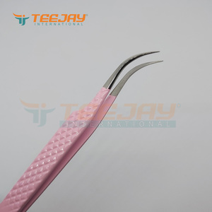 Pinzas de extensión de pestañas postizas, herramienta de levantamiento de pestañas postizas, color rosa claro, con recubrimiento J Curvo - Product Image 4