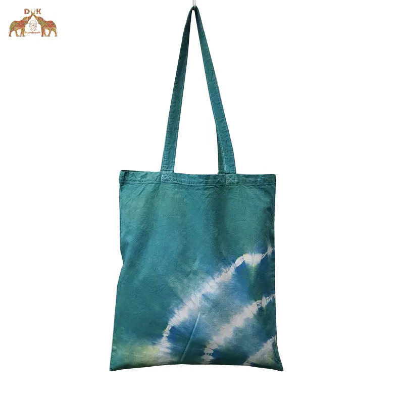 Cotton Shibori Bags Canvas Cloth Natural Hand Dyed Tie & Dye Print Tote Bags geometrical design