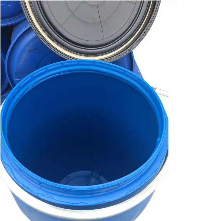 Tambor de plástico HDPE azul, barril de aceite sellado químico, 200 litros/KG, moldeado por soplado, doble tapa, 55 galones, tambor de plástico