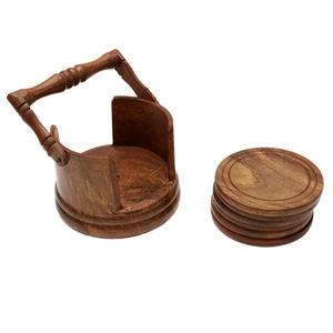 Sous-verres à thé en bois faits à la main, ensemble de sous-verres à thé en bois faits à la main pour cuisine/salle à manger, sous-verres bruns de forme personnalisée - Product Image 2