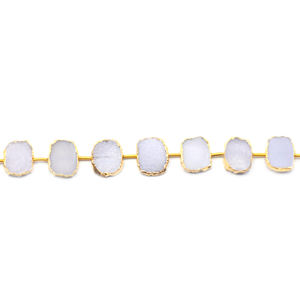 Druzy blanco 13 a 15 MM rectángulo forma Centro perforado chapados en oro 10 cuentas Strand - Product Image 4