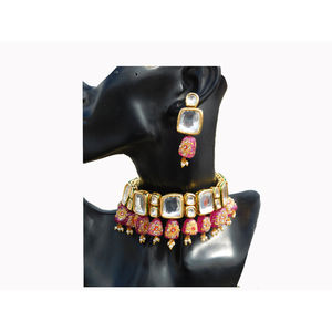 Collar de piedra de kundan hecho a mano para mujer y niña, estilo indio tradicional - Product Image 1