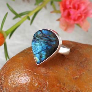 Anillo de piedra natural, piedra de Luna, labradorita, piedra preciosa de mármol apilable, amoladora de piedra, anillos, GEMA de labradorita - Product Image 3