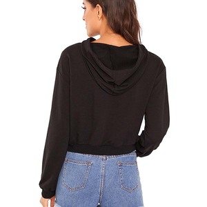 Sweat-shirt à capuche court pour femme, de haute qualité, personnalisé, noir, à manches longues, avec rayures arc-en-ciel, 100% coton, pour l'hiver, de la marque PIHA SPORTS, disponible en ligne - Product Image 6