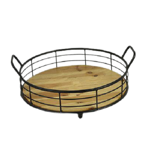 ถาดเสิร์ฟขนมหวานไม้และเหล็ก คุณภาพสูงสุด รูปทรงกลม สำหรับใส่ช็อคโกแลต ขนมขบเคี้ยว ใช้ในบ้านและโรงแรม - Product Image 1