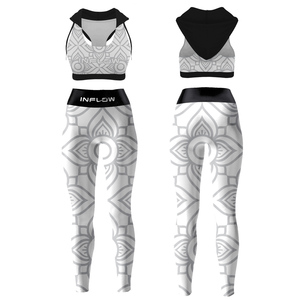 Women's Yoga <b>Leggings</b> & Bra Set High Support Spandex/Nylon Eco-Friendly Heat-Transfer Printed Breathable Gym Wear - Product Image 3