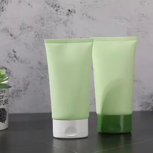 OEM Biodegradable PLA Oval Round Green Soft Tube With Oval Round Lid Face Cream And Face Lotion 100ml 120ml