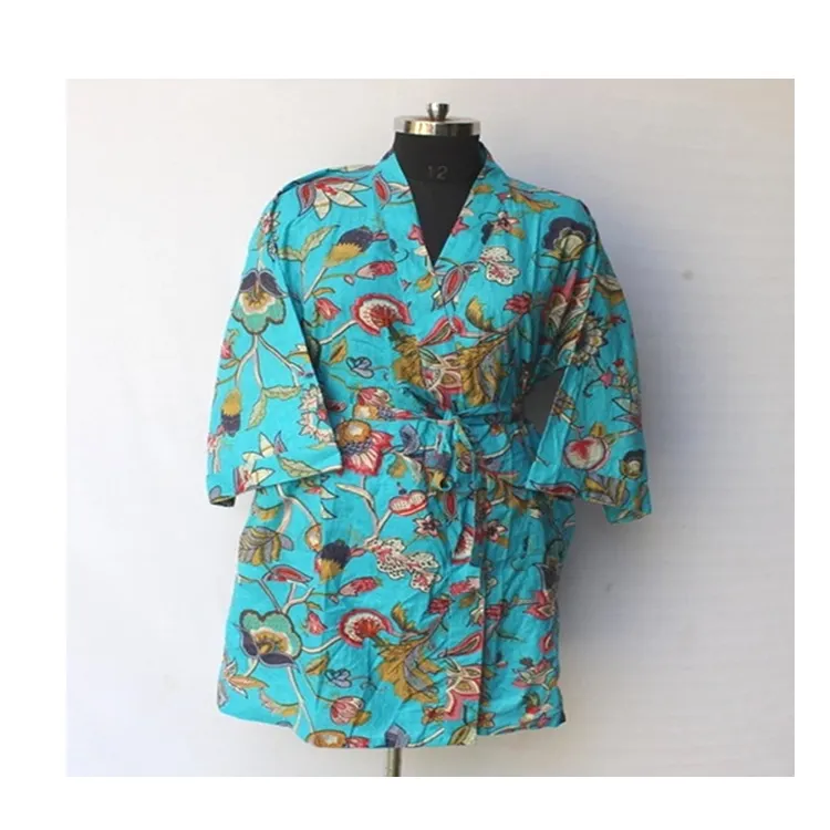 Bohemian Style Beach Cover Up Floral Print Kimono Robe Salon Spa Bath Robe in Beautiful Colors for Women and Girls