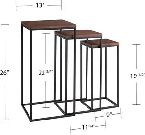 Modern Metal Nesting Side Central <b>Table</b> Set 3 Black Wooden Top Coffee <b>Tables</b> Home Bedside Hotels Living Room Furniture - Product Image 4