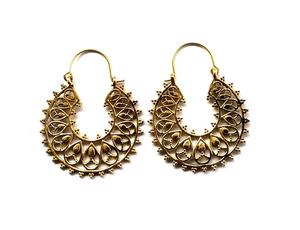 Indio pendiente joyas Boho pendiente de aro Mandala flor pendiente de latón - Product Image 4