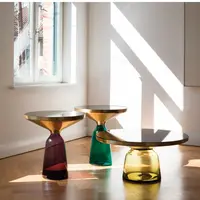 현대 금속 거울 커피용 탁자 거실을 위한 투명한 유리제 기초 종 커피용 탁자