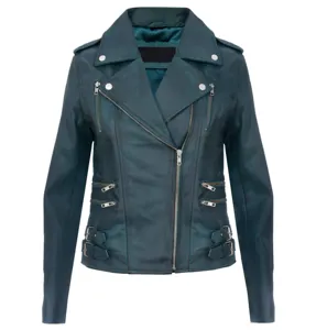 Wholesale 2020 New Fashion Women Autumn Winter Black Faux Leather Jackets Zipper formal Coat Turn-Down Collar Biker Jacket