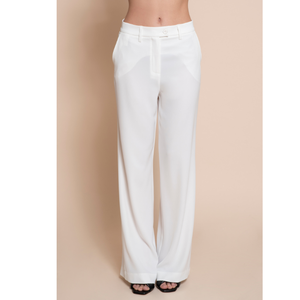 Pantalones elegantes anchos de la mejor calidad italiana, 100% italianos, con bolsillos franceses, para mujer de cintura alta. Para fiestas - Product Image 4