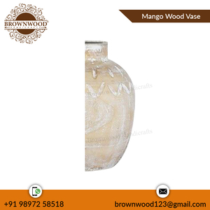 Blanc Lavage Couleur Sculpté Mango Vase En Bois De Luxe Motif Dernière Collection pour La Décoration De La Maison En Vrac Acheteurs En Gros - Product Image 3