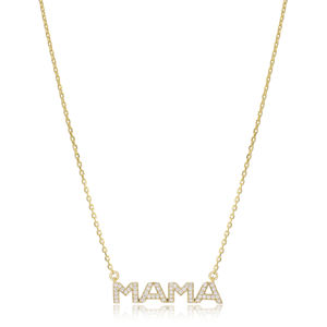 Collier à breloque Mama en argent 925 fait à la main, pendentif turc, cadeau de fête des mères, vente en gros - Product Image 1