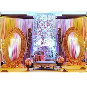 Decoración de escenario de boda de estilo moderno, decoración de escenario de boda con temática dorada, impresionante, de estilo bohemio - Product Image 1