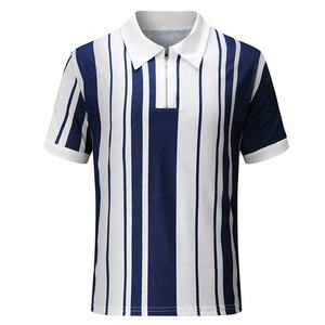 Polos décontracté coton Slim Fit style rétro sulimation imprimé polo à manches courtes tortue appelant Patchwork travail chemise de golf - Product Image 1